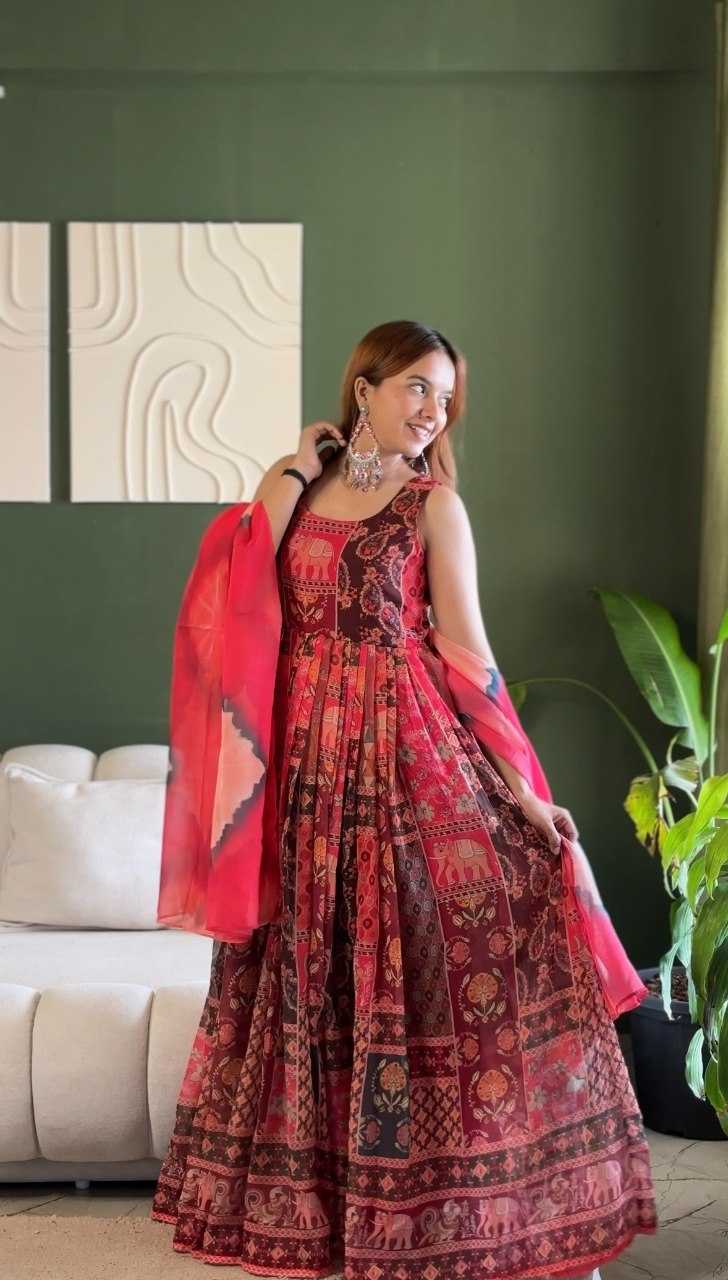 YNF Wholesale Organza Printed Gowns KESH522 KR : 124 | Surat Manufacturer