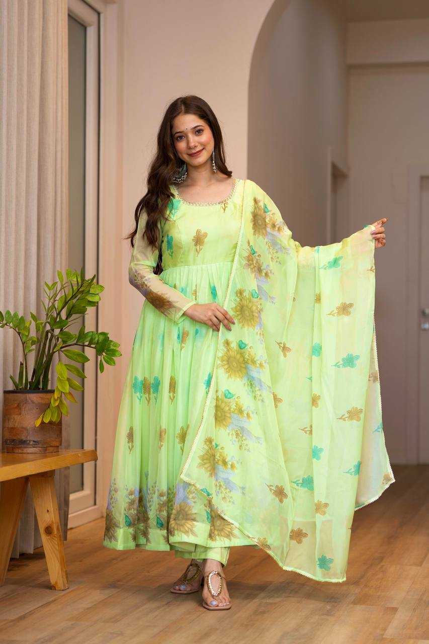 YNF Wholesale Organza Floral Print Gowns KESH617 16 | Surat Manufacturer