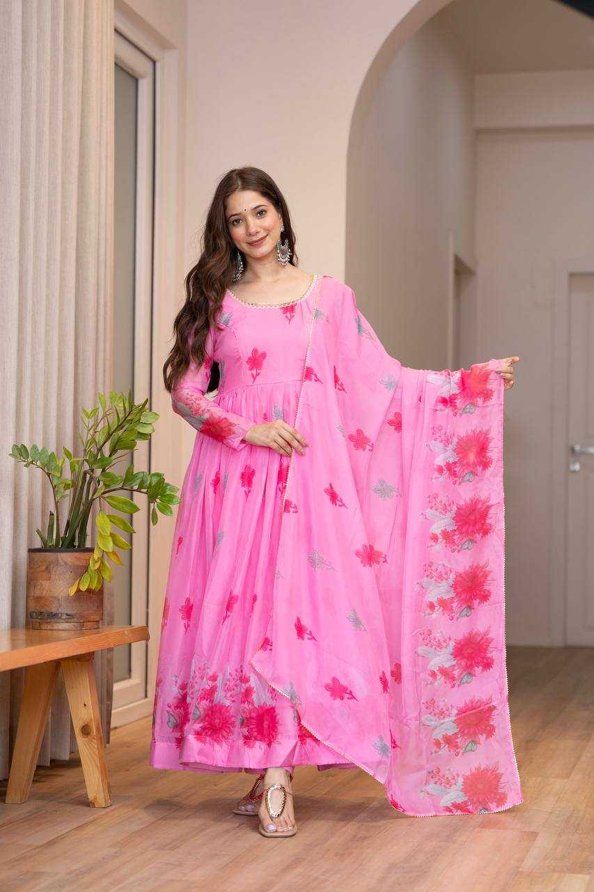 YNF Wholesale Organza Floral Print Gowns KESH617 16 | Surat Manufacturer