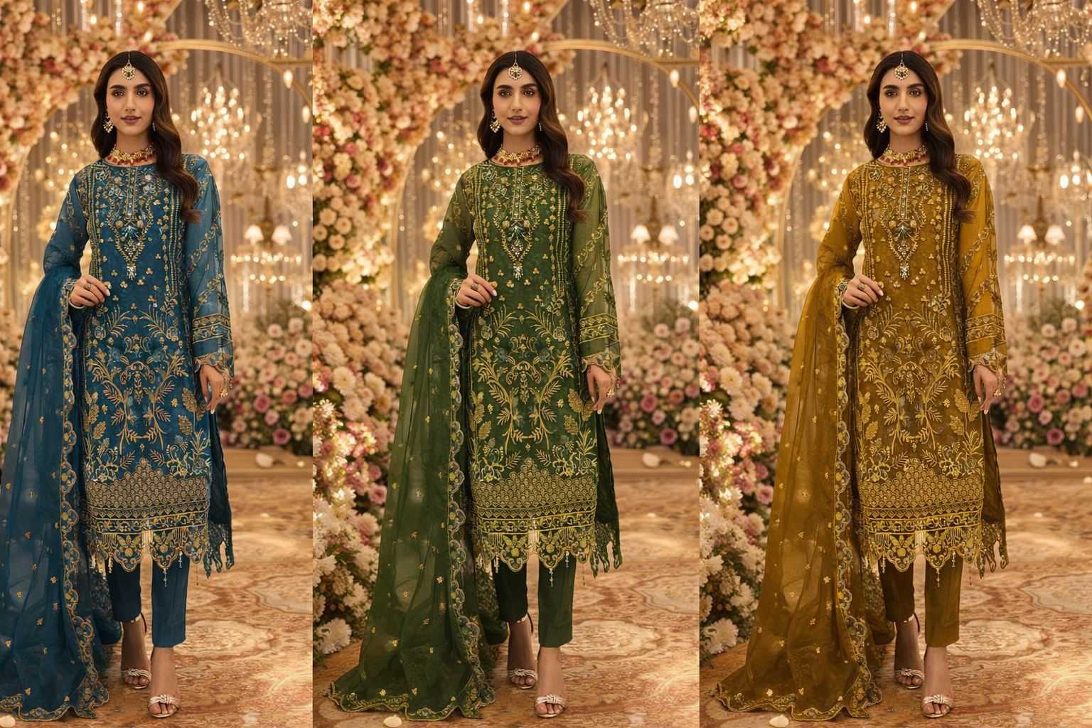 YNF Wholesale Organza Semi Stitched Suits KESH745 1305 | Surat Manufacturer