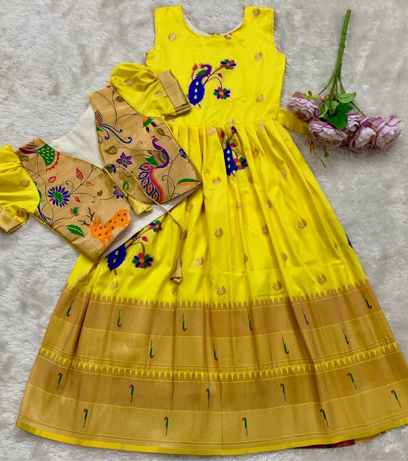 YNF Wholesale Paithani Silk Kids Gown KESH685 Bhavishaara | Surat Manufacturer
