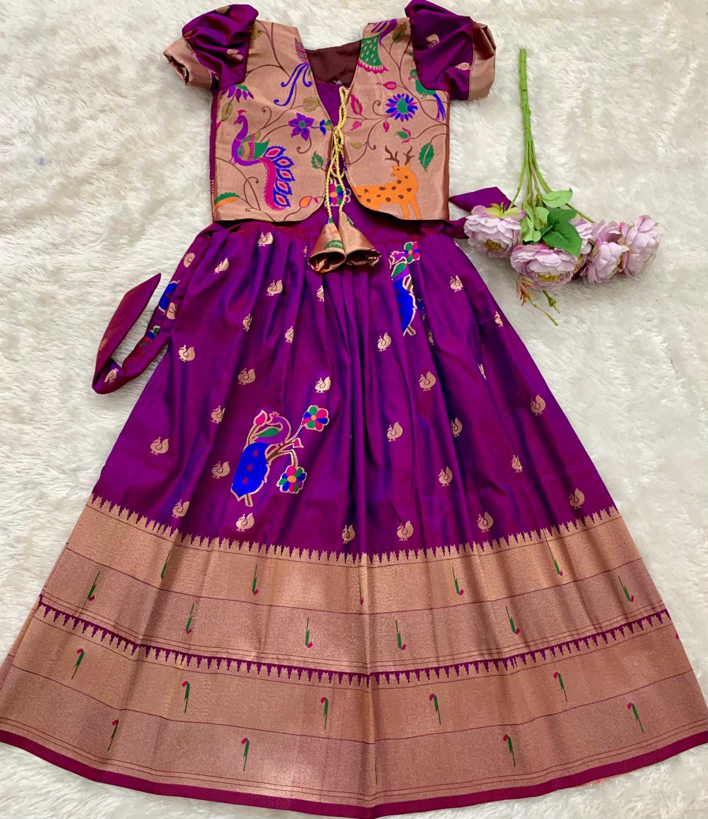 YNF Wholesale Paithani Silk Kids Gown KESH685 Bhavishaara | Surat Manufacturer