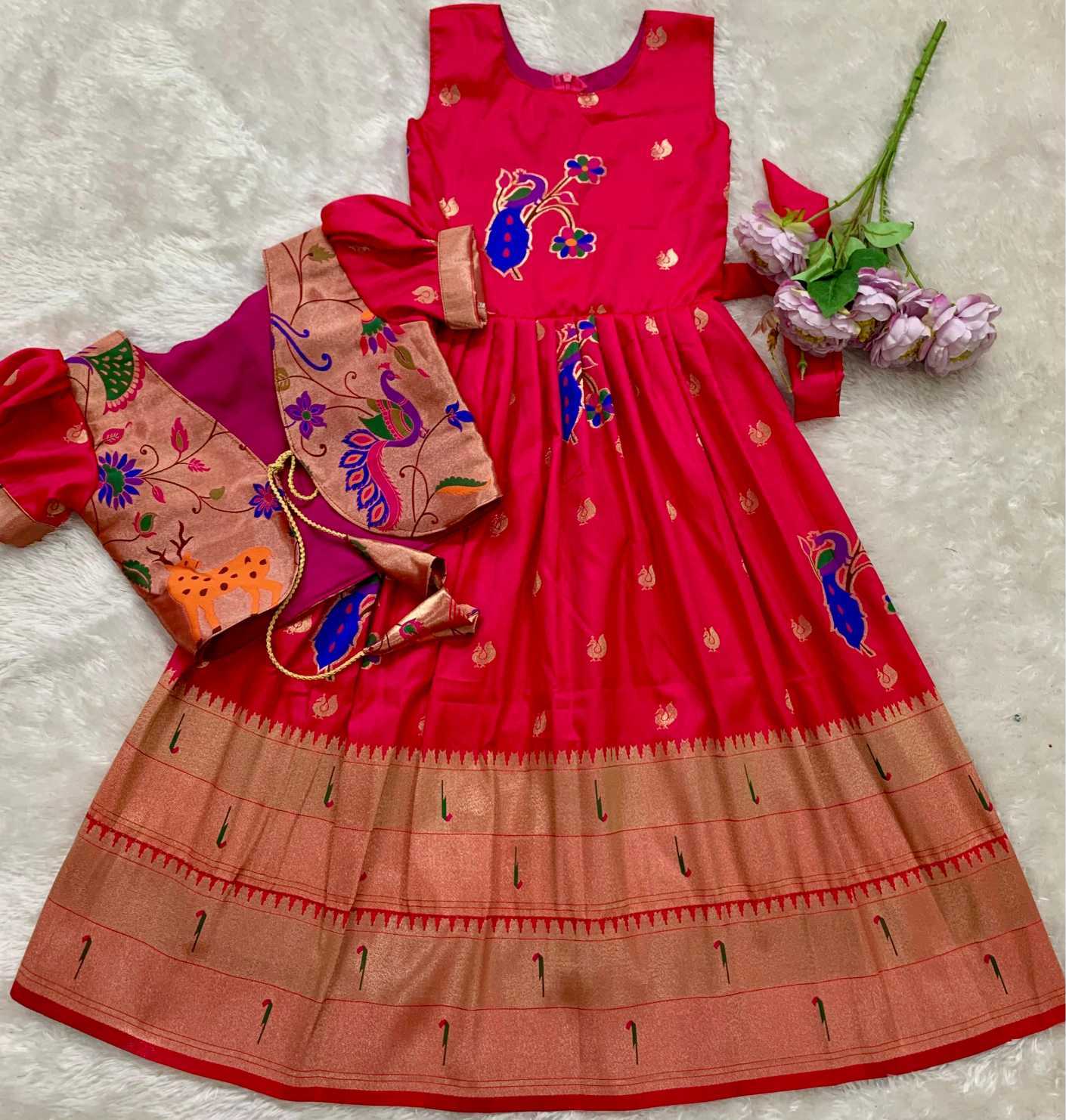 YNF Wholesale Paithani Silk Kids Gown KESH685 Bhavishaara | Surat Manufacturer