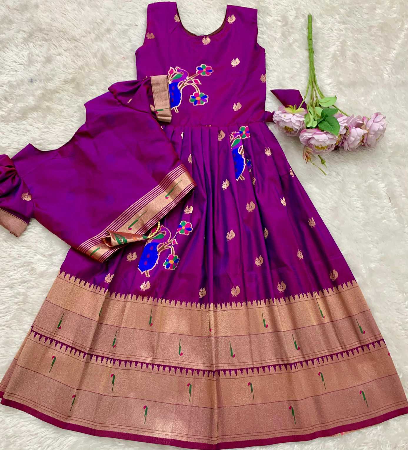 YNF Wholesale Paithani Silk Kids Gown KESH685 Bhavishaara | Surat Manufacturer