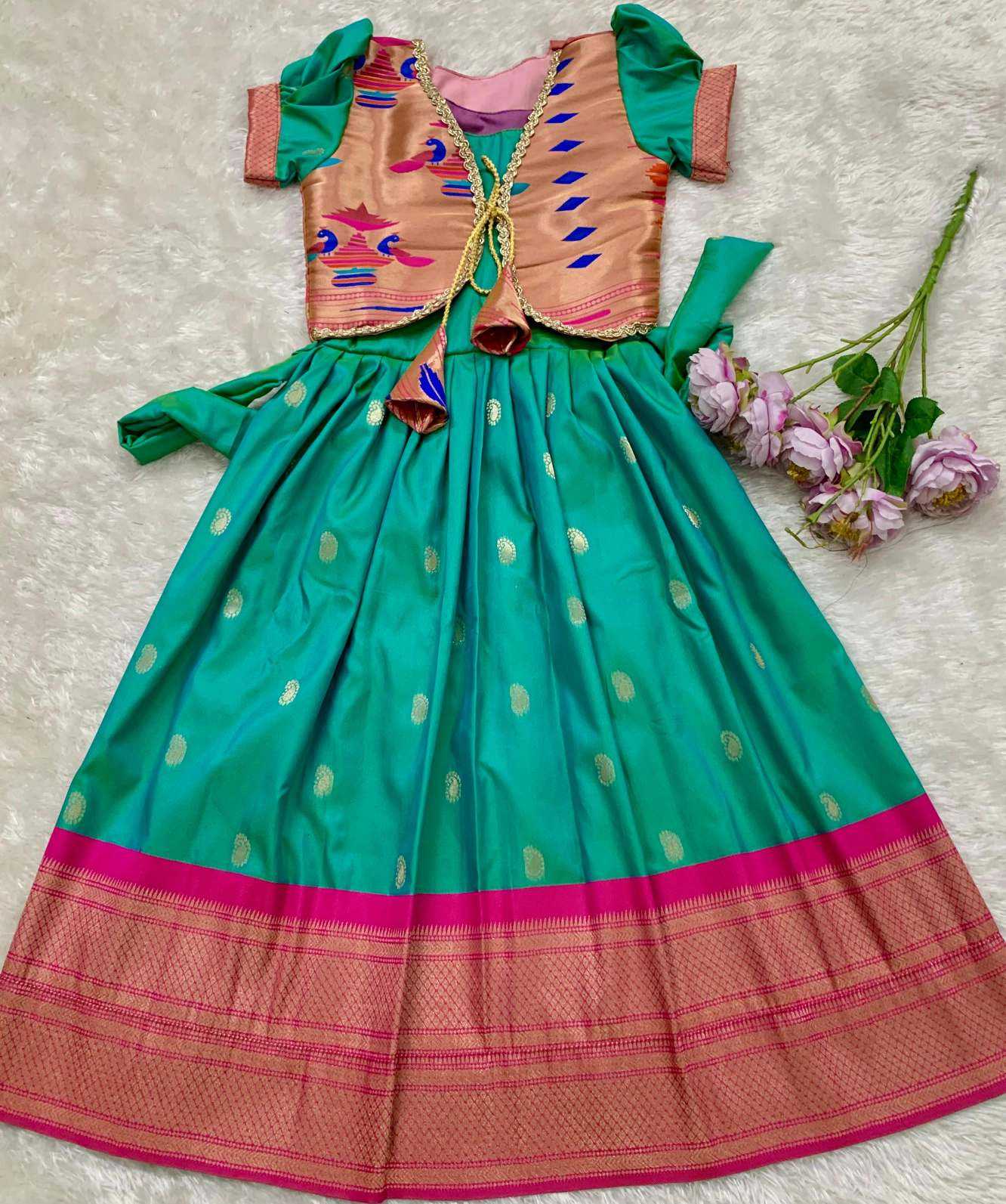 YNF Wholesale Paithani Silk Kids Gown KESH685 pongal | Surat Manufacturer