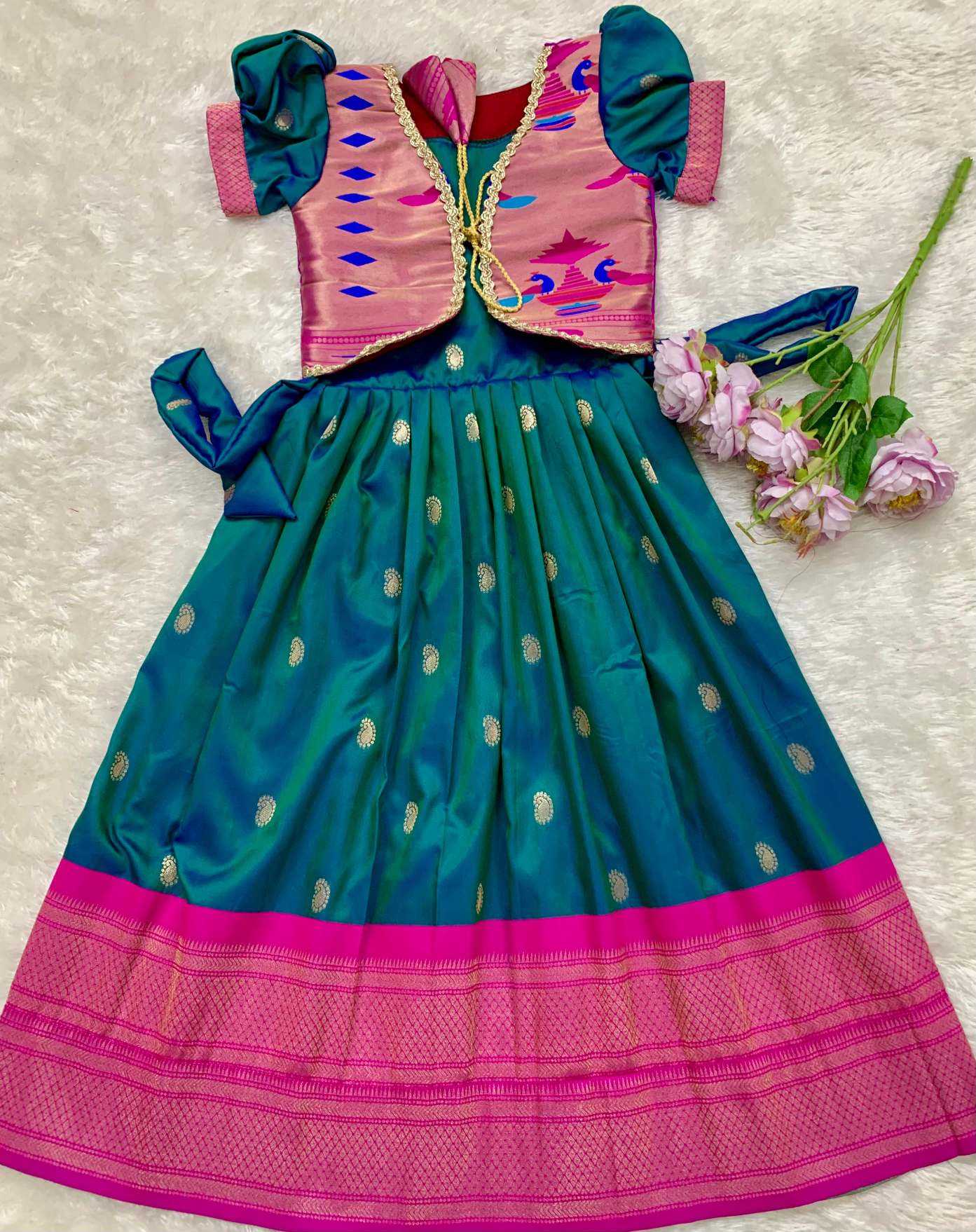 YNF Wholesale Paithani Silk Kids Gown KESH685 pongal | Surat Manufacturer