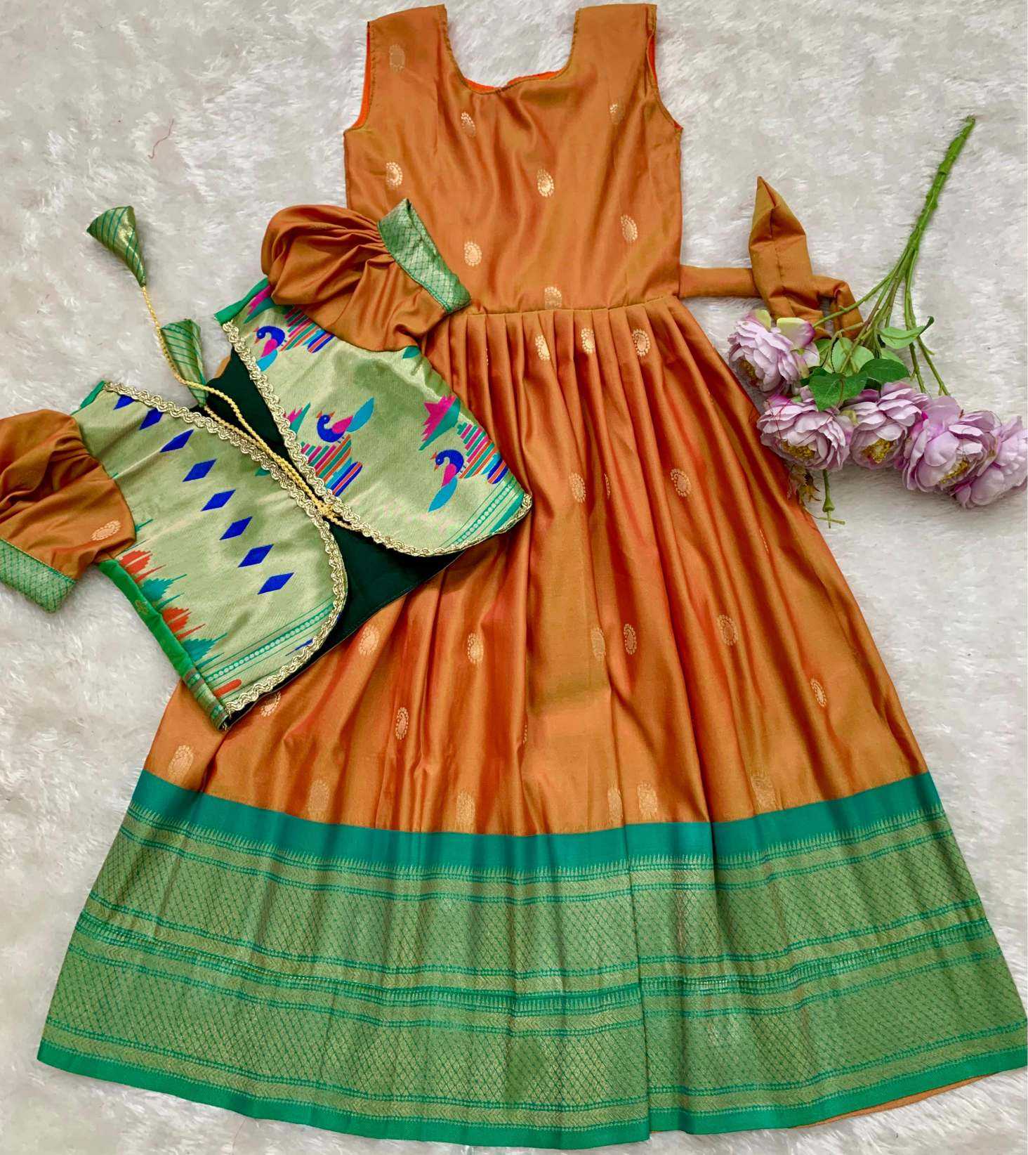 YNF Wholesale Paithani Silk Kids Gown KESH685 pongal | Surat Manufacturer