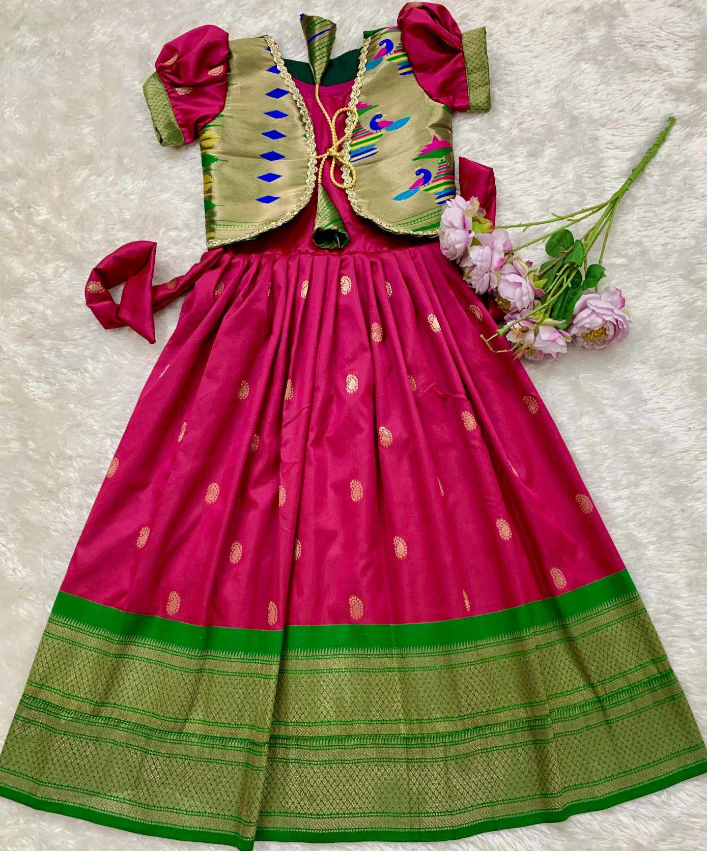 YNF Wholesale Paithani Silk Kids Gown KESH685 pongal | Surat Manufacturer