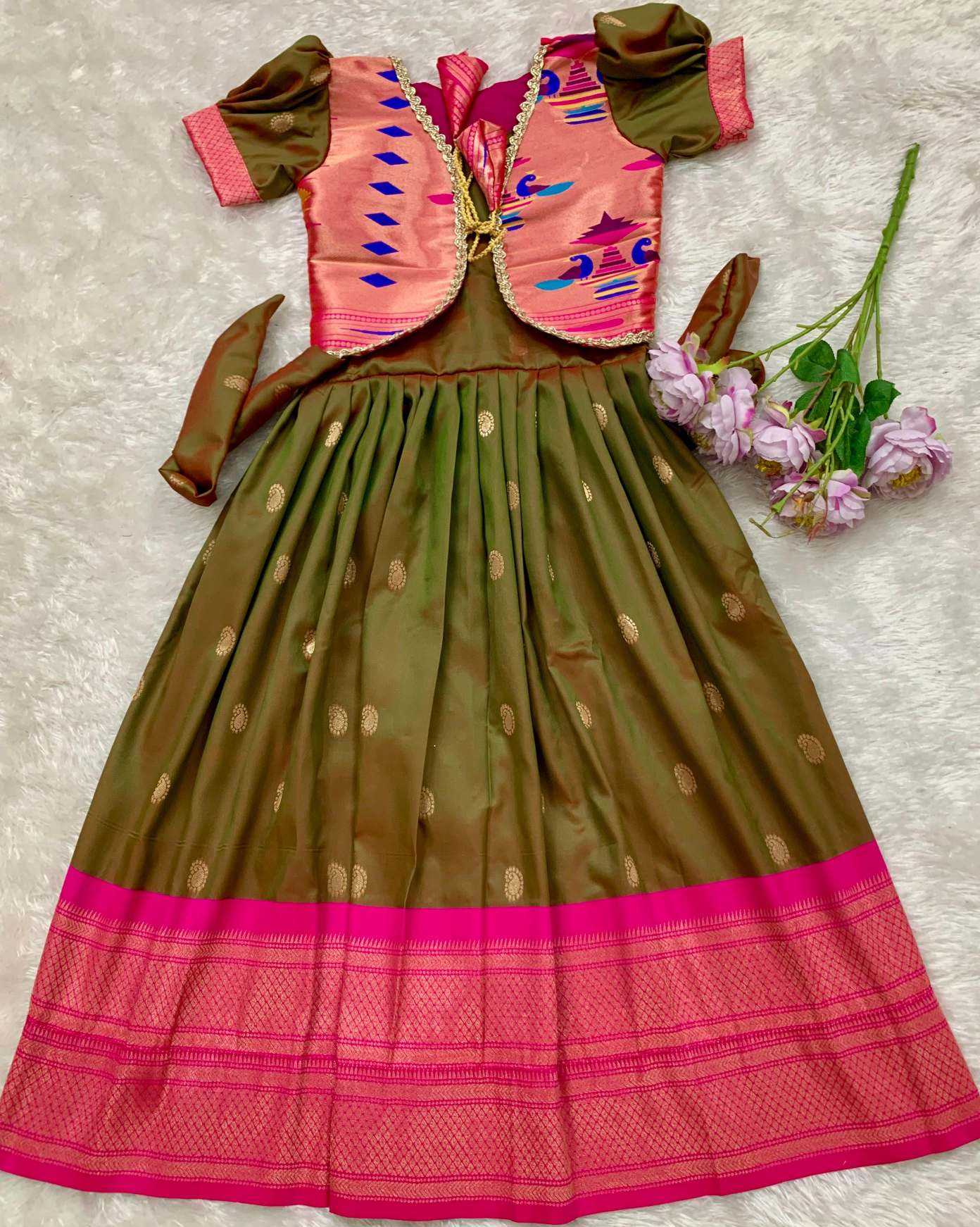 YNF Wholesale Paithani Silk Kids Gown KESH685 pongal | Surat Manufacturer