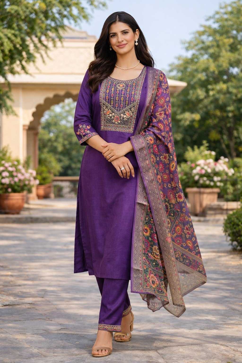 Ynf Silk Cotton  Kurti Wholesale Embroidered Kurtis Round Neck Kurtis 3/4 Sleeve Kurtis Manufacturer - YNF Online