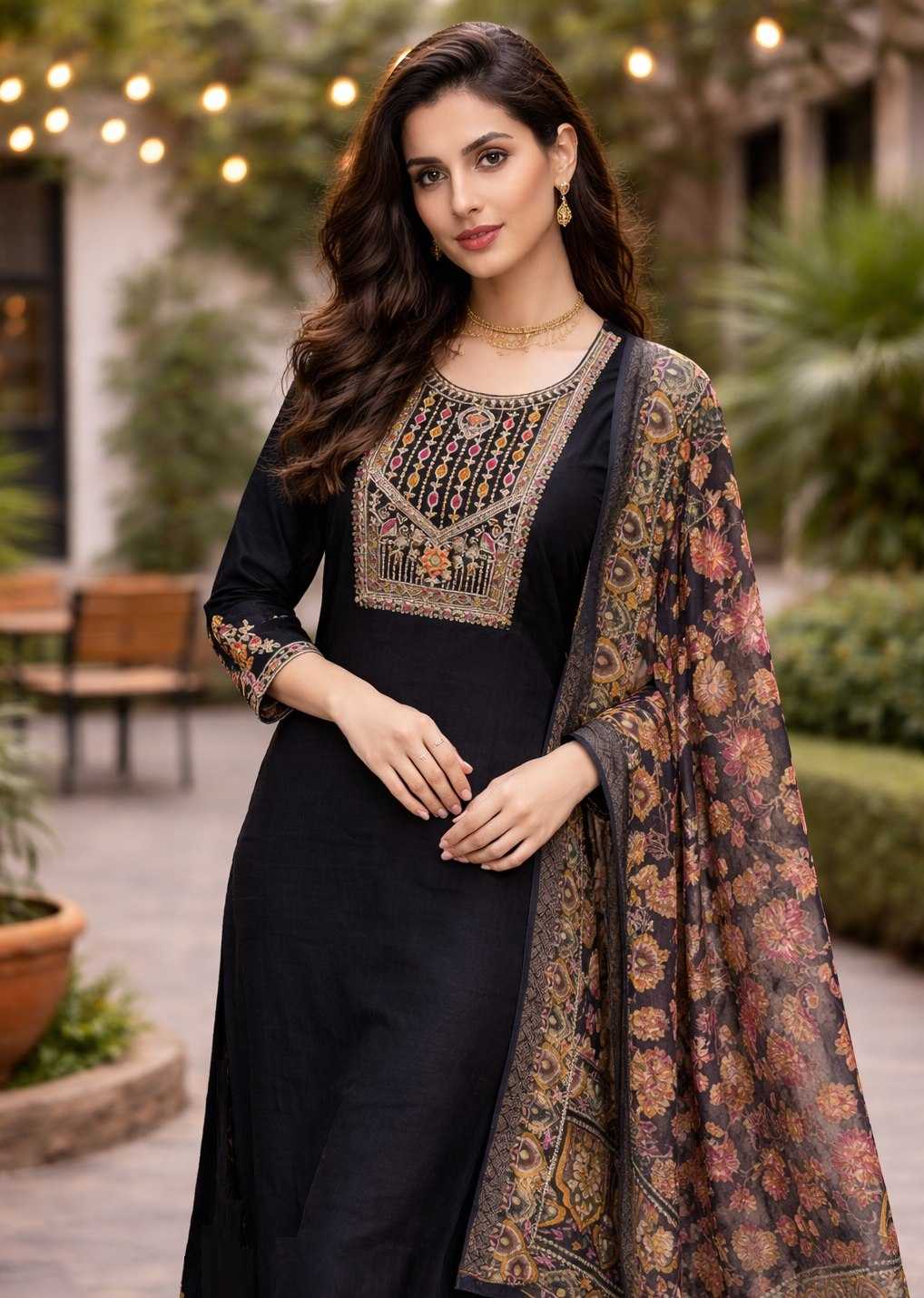 Ynf Silk Cotton  Kurti Wholesale Embroidered Kurtis Round Neck Kurtis 3/4 Sleeve Kurtis Manufacturer - YNF Online