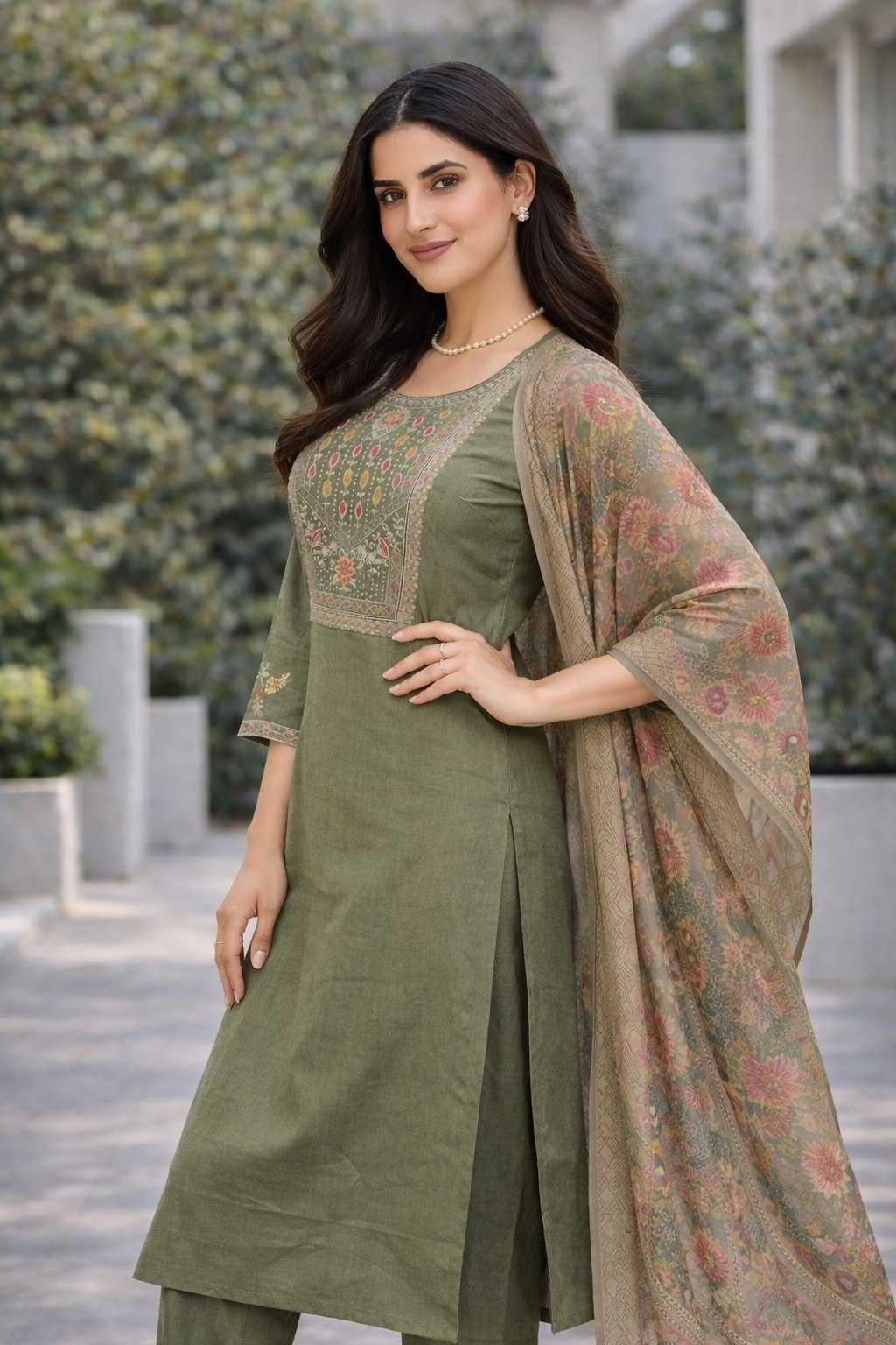 Ynf Silk Cotton  Kurti Wholesale Embroidered Kurtis Round Neck Kurtis 3/4 Sleeve Kurtis Manufacturer - YNF Online