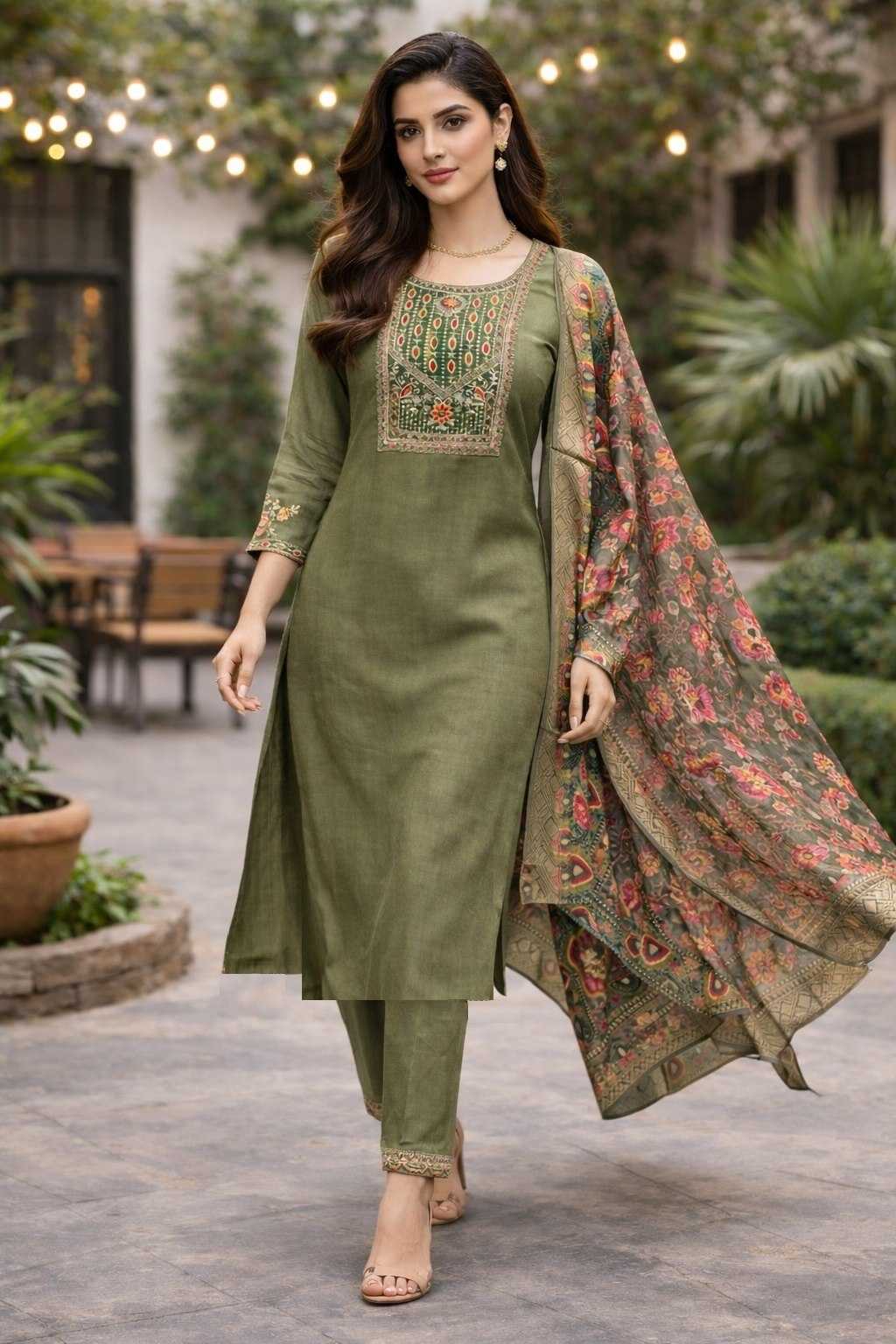 Ynf Silk Cotton  Kurti Wholesale Embroidered Kurtis Round Neck Kurtis 3/4 Sleeve Kurtis Manufacturer - YNF Online