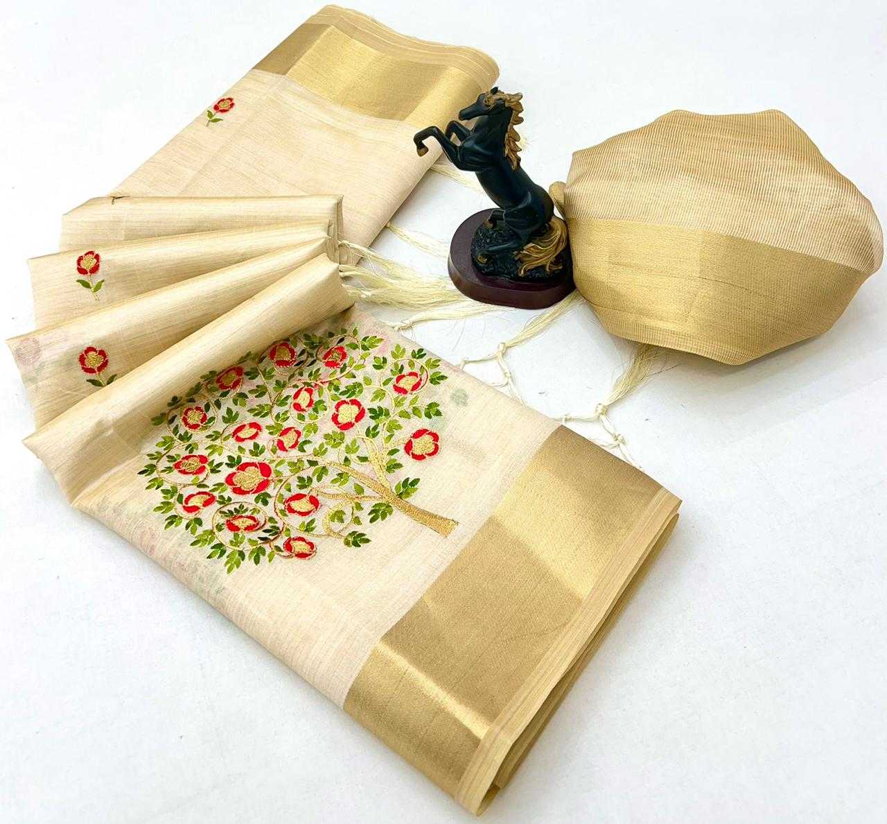 YNF Wholesale Soft Tissue Kerala Kasavu Sarees RIN209 Tree Kerala Kasavu | Surat Manufacturer