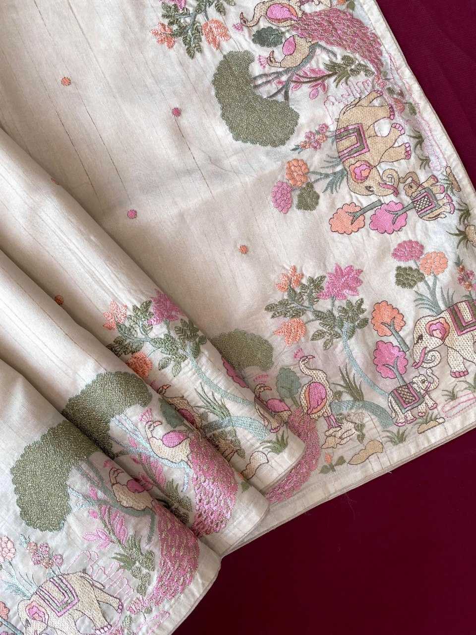YNF Wholesale Tussar Silk Embroidered Sarees KESH249 SPRING VALLEY | Surat Manufacturer