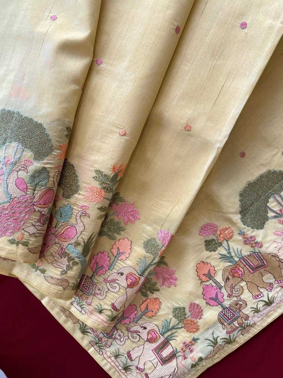 YNF Wholesale Tussar Silk Embroidered Sarees KESH249 SPRING VALLEY | Surat Manufacturer