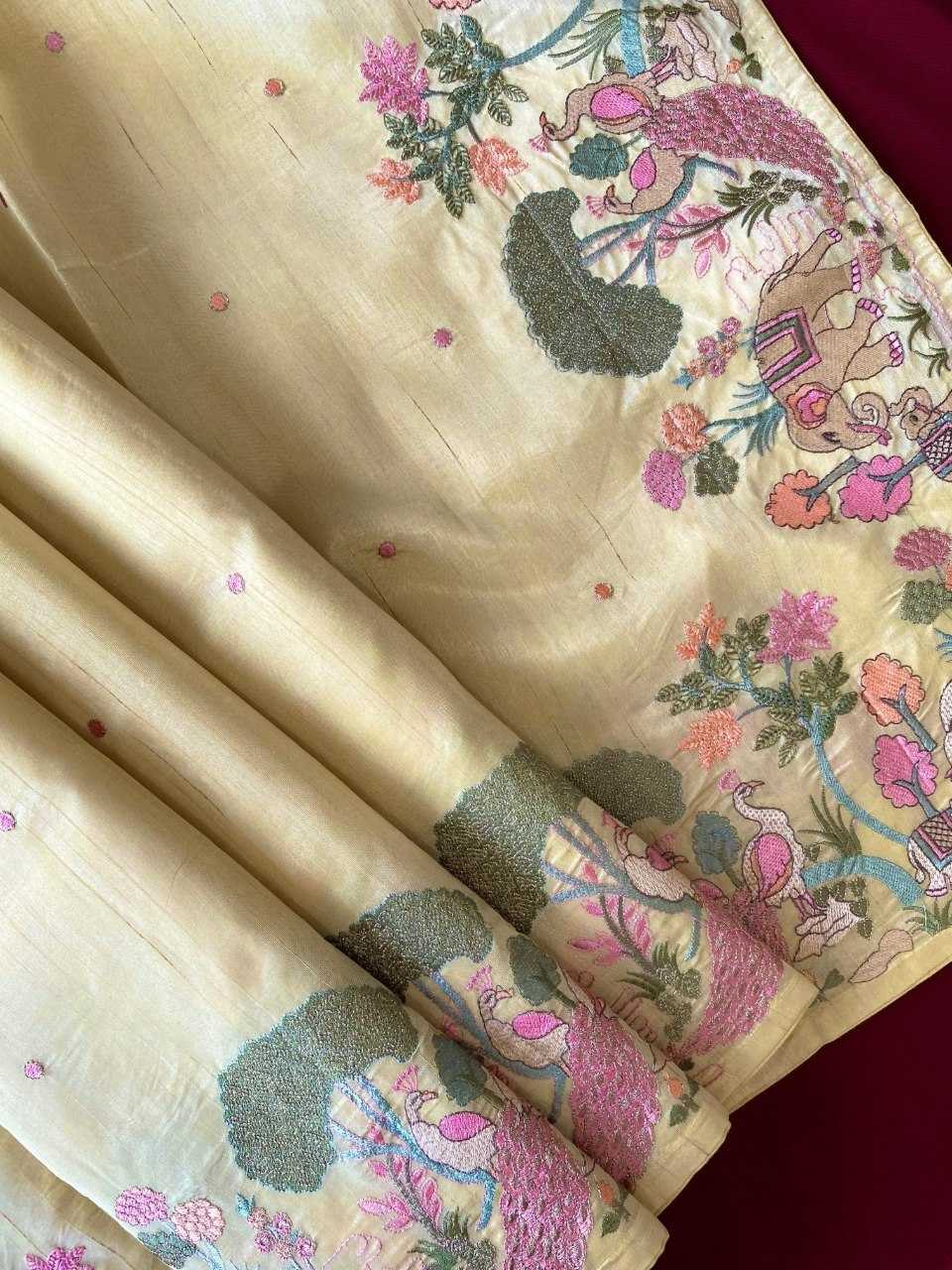 YNF Wholesale Tussar Silk Embroidered Sarees KESH249 SPRING VALLEY | Surat Manufacturer