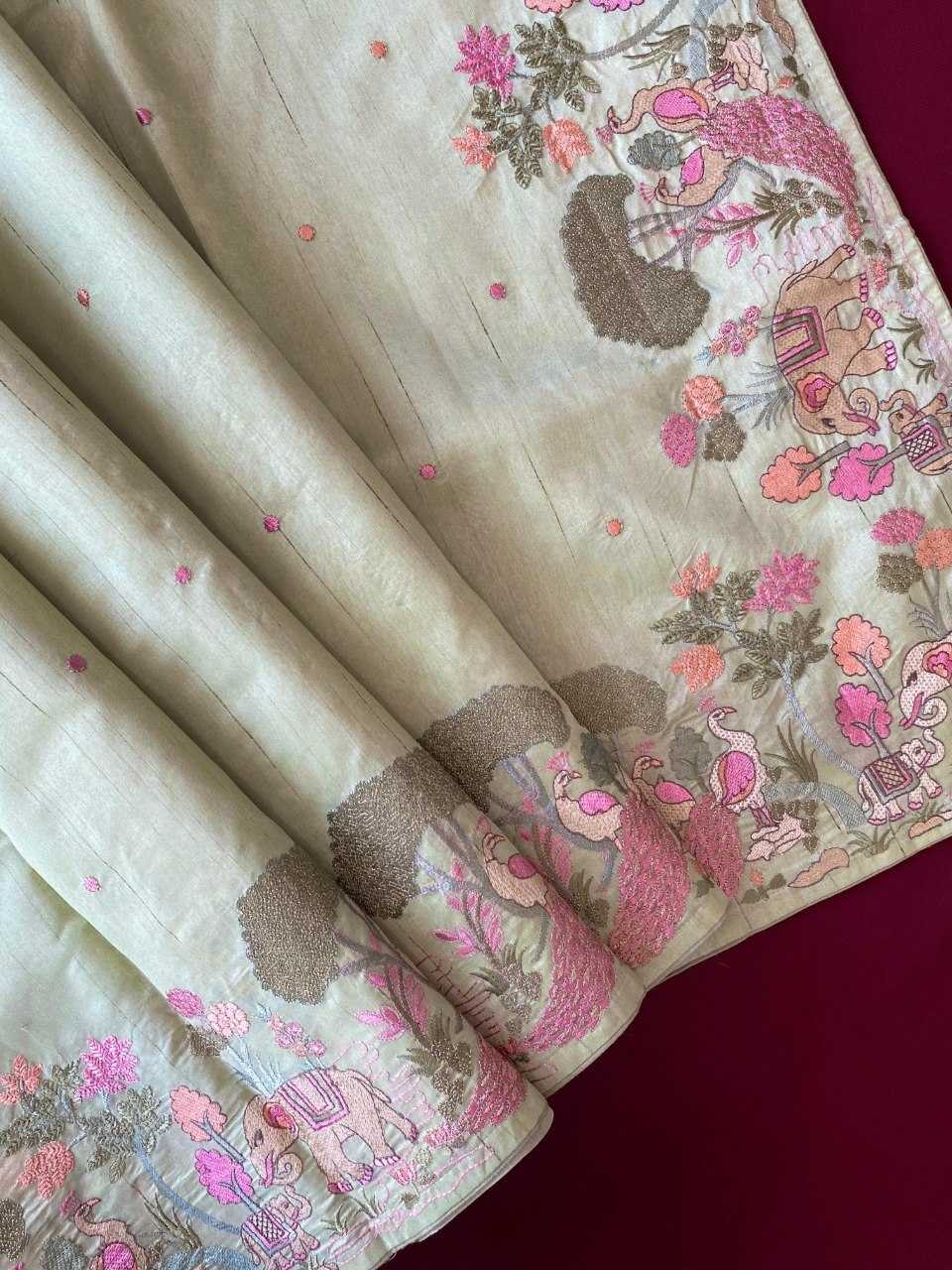 YNF Wholesale Tussar Silk Embroidered Sarees KESH249 SPRING VALLEY | Surat Manufacturer