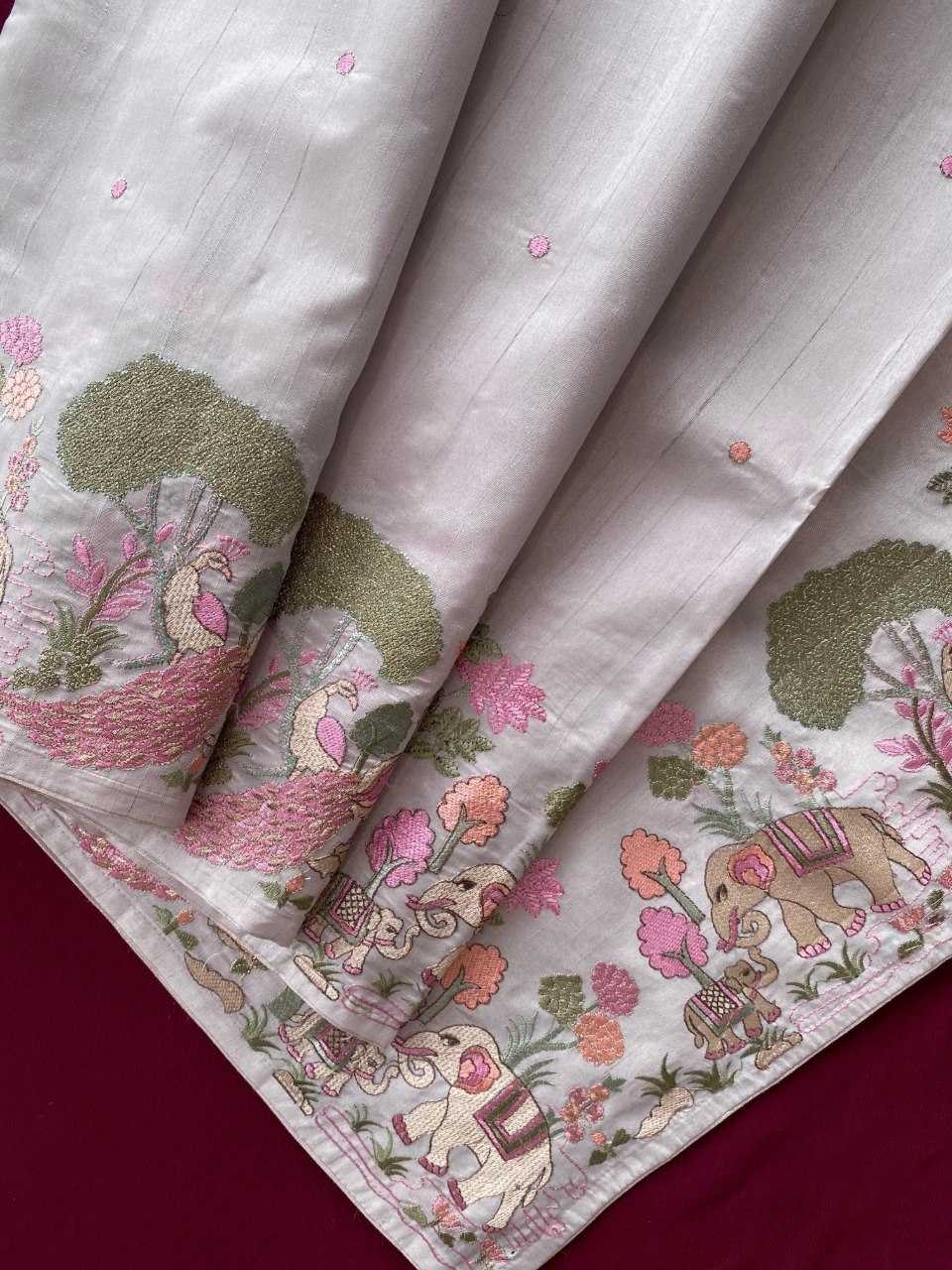 YNF Wholesale Tussar Silk Embroidered Sarees KESH249 SPRING VALLEY | Surat Manufacturer