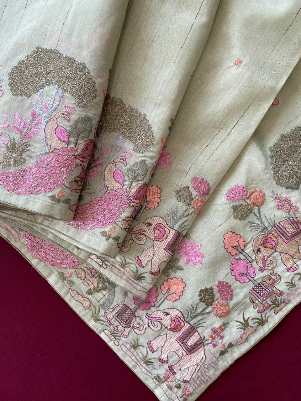 YNF Wholesale Tussar Silk Embroidered Sarees KESH249 SPRING VALLEY | Surat Manufacturer