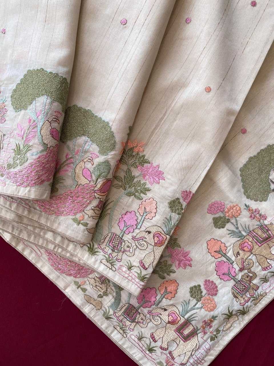 YNF Wholesale Tussar Silk Embroidered Sarees KESH249 SPRING VALLEY | Surat Manufacturer