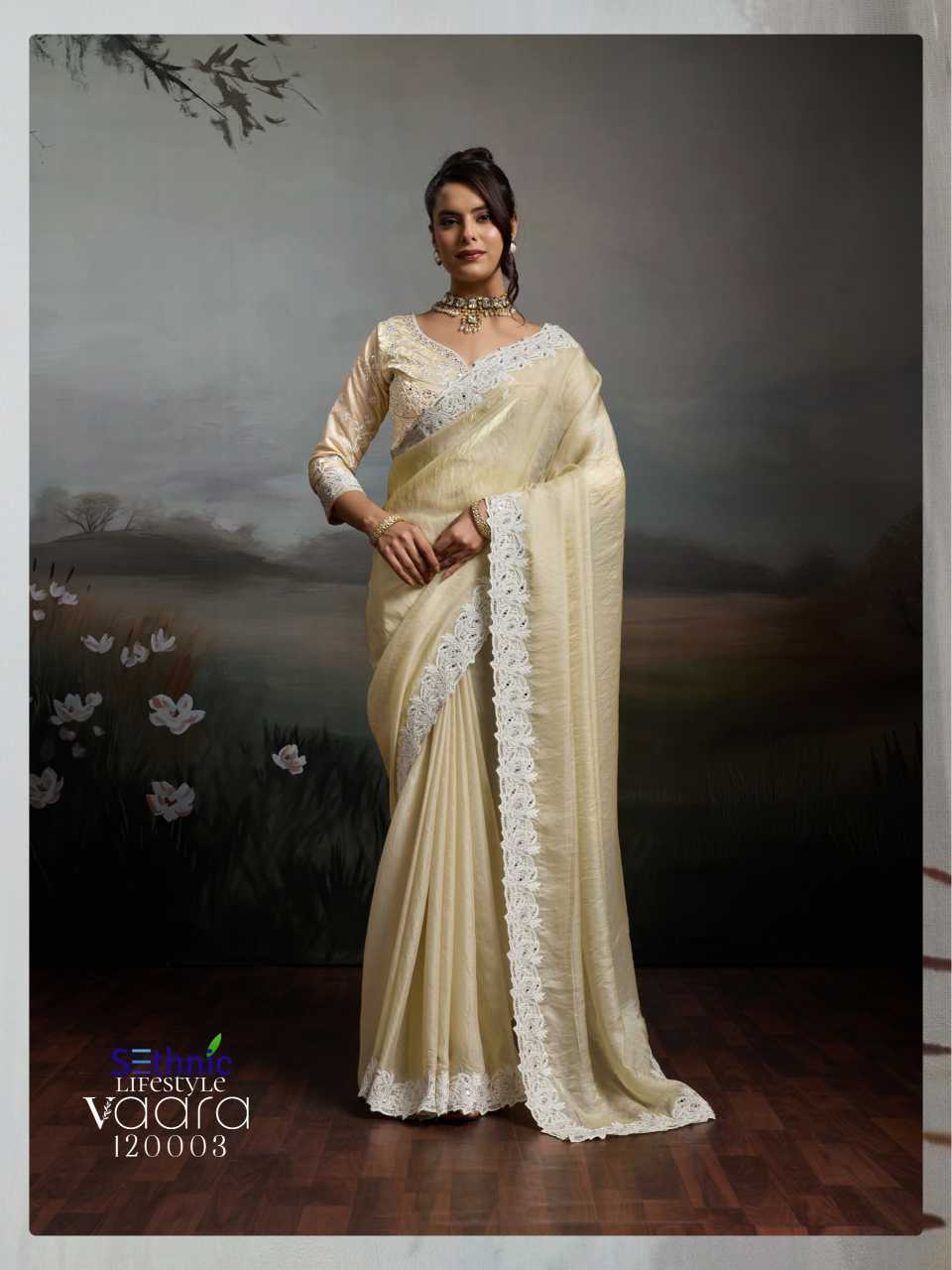 YNF Wholesale Velvet Velvet Sarees KESH530 VAARA Ivorya | Surat Manufacturer
