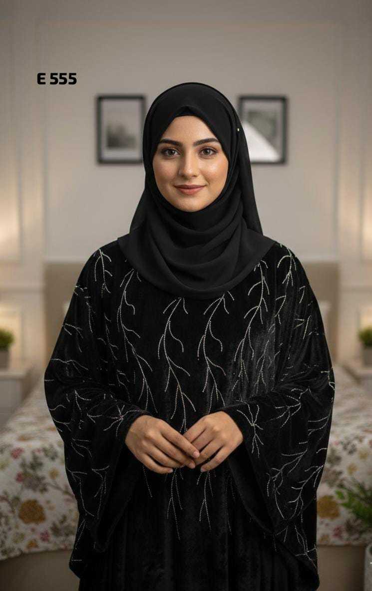 YNF Wholesale Velvet Abaya KESH611 E-555 | Surat Manufacturer