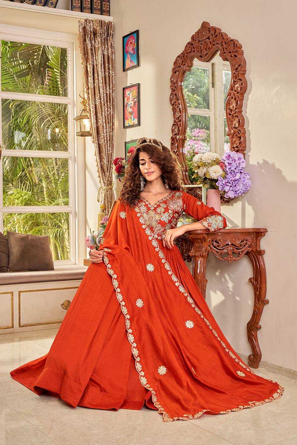 YNF Wholesale Vichitra Silk Embroidery Gowns KESH498 176 | Surat Manufacturer