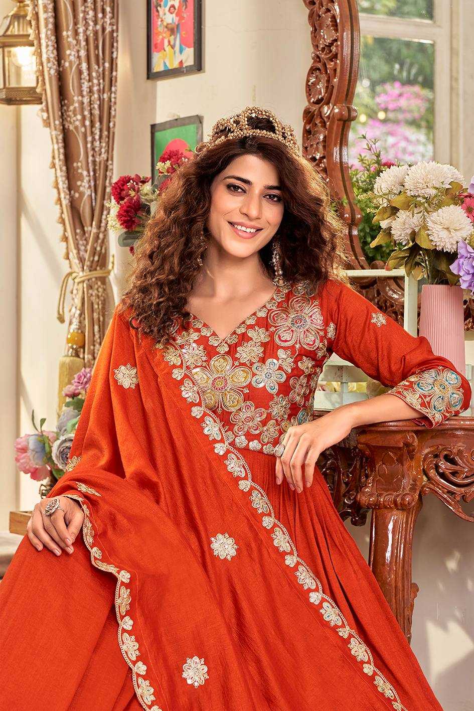YNF Wholesale Vichitra Silk Embroidery Gowns KESH498 176 | Surat Manufacturer