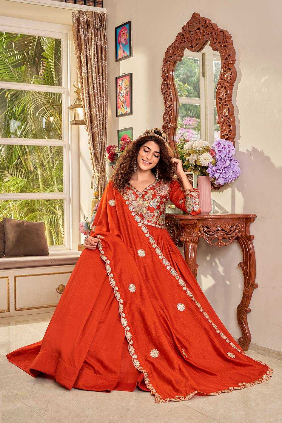 YNF Wholesale Vichitra Silk Embroidery Gowns KESH498 176 | Surat Manufacturer