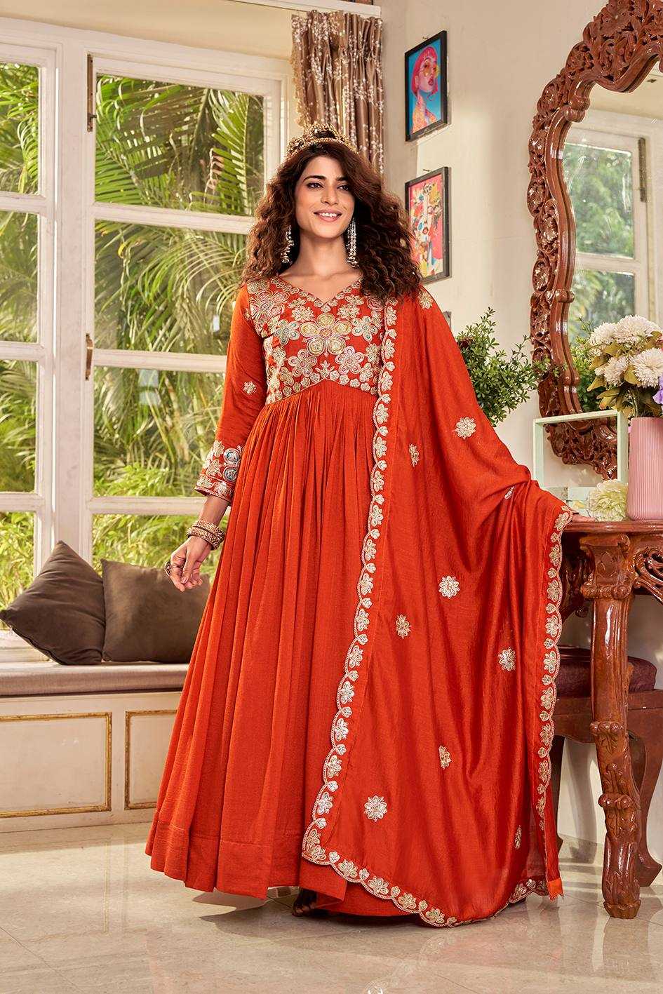 YNF Wholesale Vichitra Silk Embroidery Gowns KESH498 176 | Surat Manufacturer