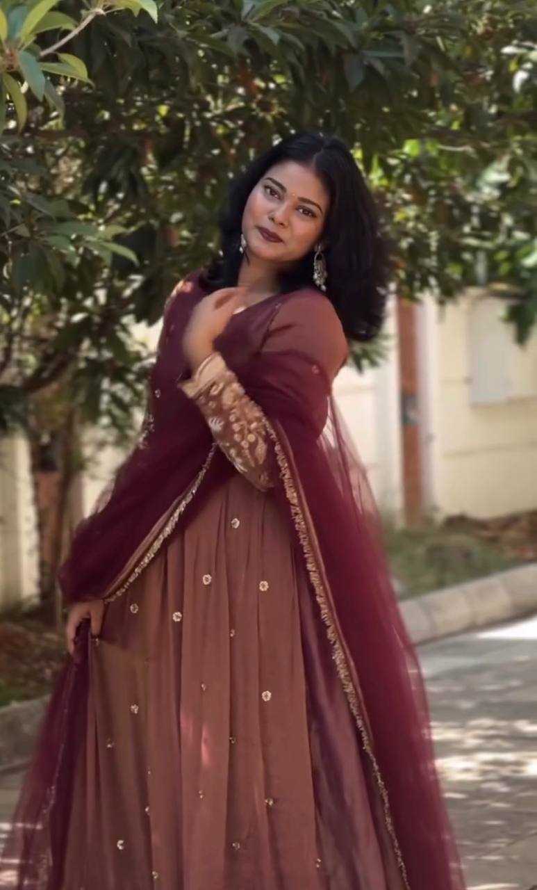 YNF Wholesale Vichitra Silk Embroidery Gowns KESH506 8059 | Surat Manufacturer