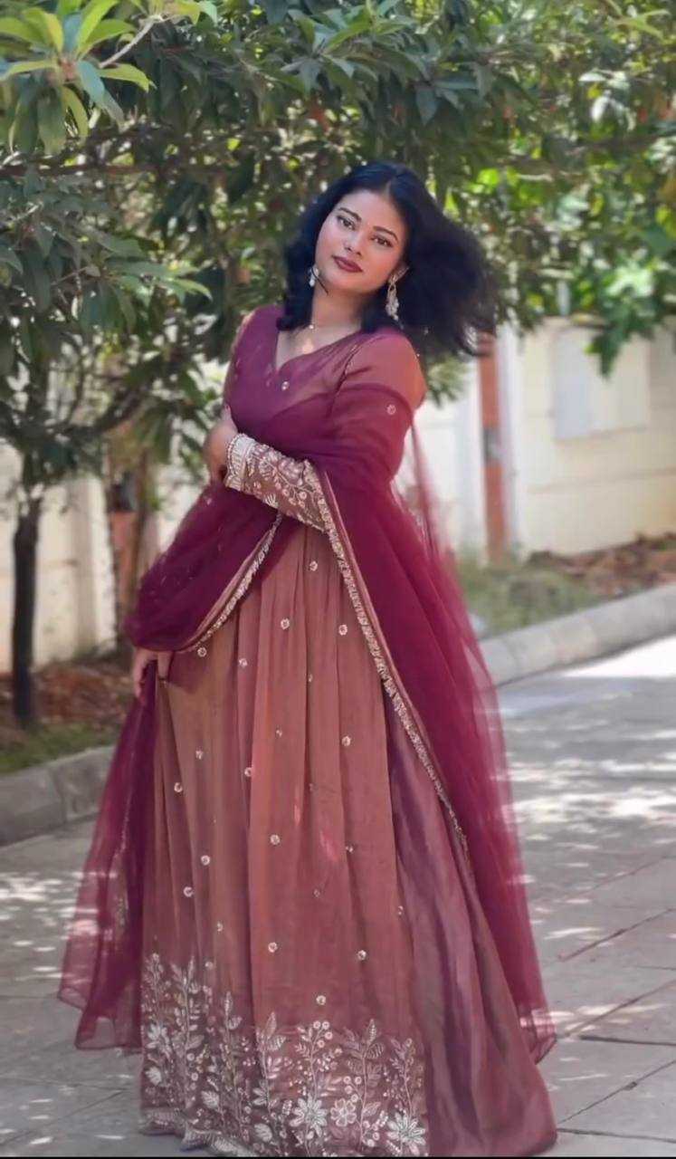 YNF Wholesale Vichitra Silk Embroidery Gowns KESH506 8059 | Surat Manufacturer