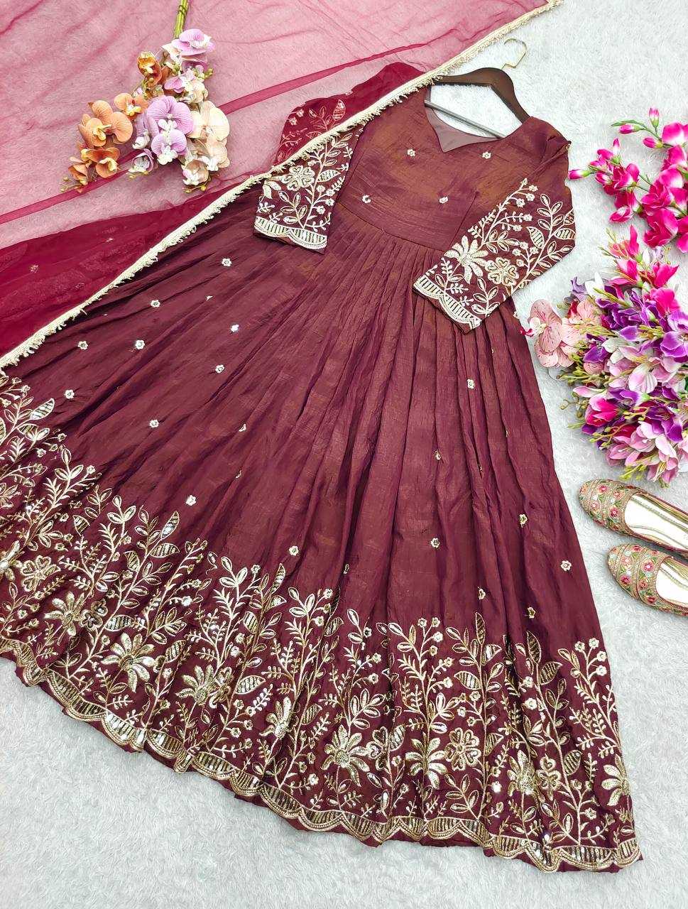 YNF Wholesale Vichitra Silk Embroidery Gowns KESH506 8059 | Surat Manufacturer