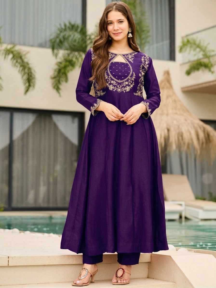 YNF Wholesale Vichitra Silk Anarkali Kurtis KESH545 1001 | Surat Manufacturer