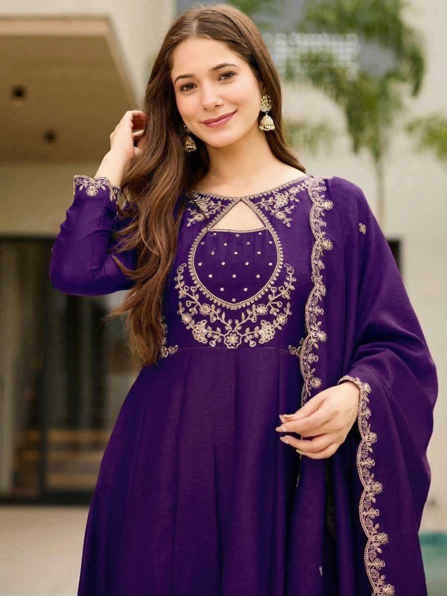 YNF Wholesale Vichitra Silk Anarkali Kurtis KESH545 1001 | Surat Manufacturer