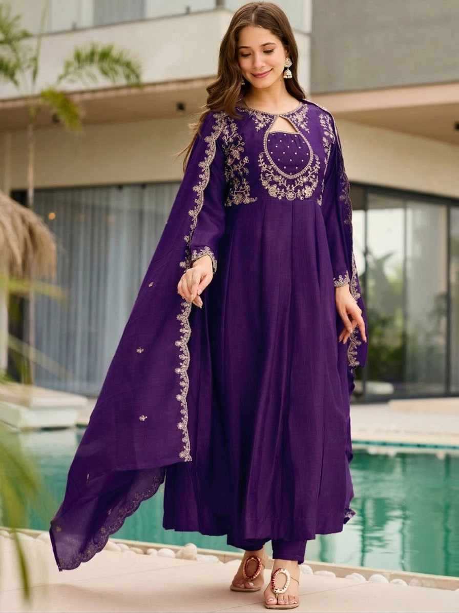 YNF Wholesale Vichitra Silk Anarkali Kurtis KESH545 1001 | Surat Manufacturer