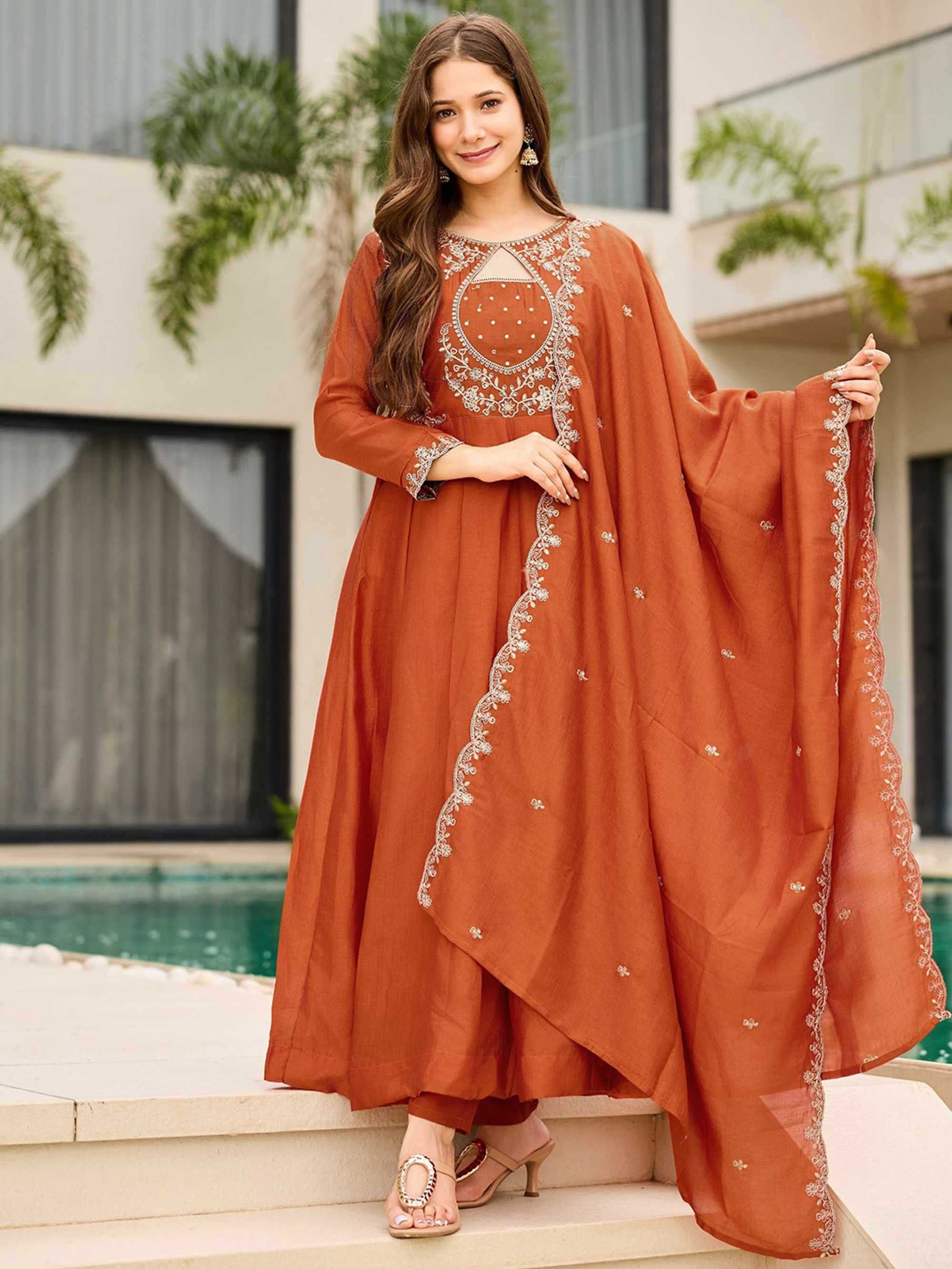YNF Wholesale Vichitra Silk Anarkali Kurtis KESH545 1001 | Surat Manufacturer
