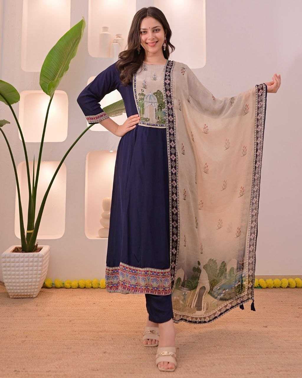 YNF Wholesale Vichitra Silk Embroidery Suits KESH625 Noor | Surat Manufacturer