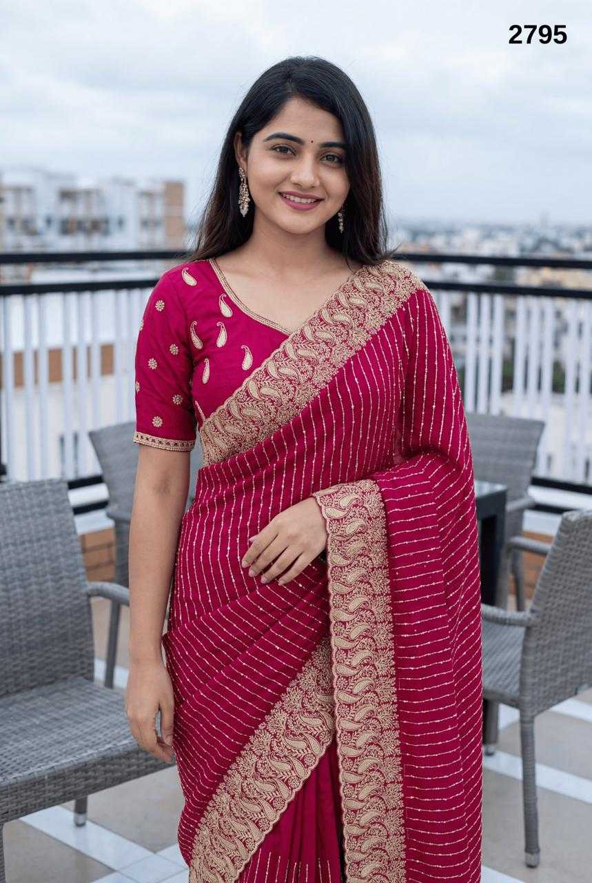 YNF Wholesale Vichitra Silk Zari Border Silk Sarees  | Surat Manufacturer