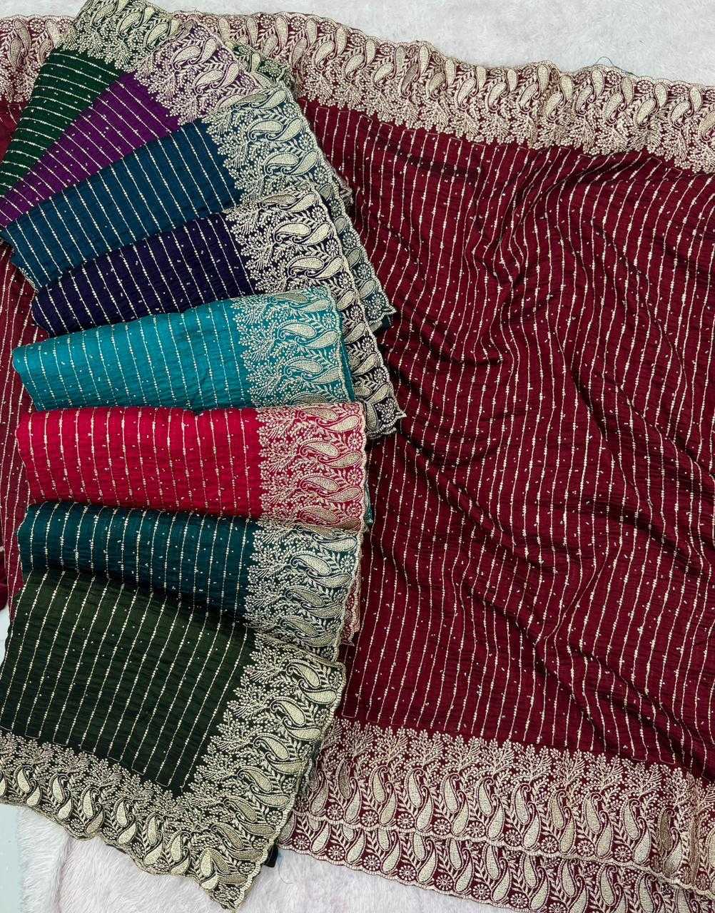 YNF Wholesale Vichitra Silk Zari Border Silk Sarees  | Surat Manufacturer