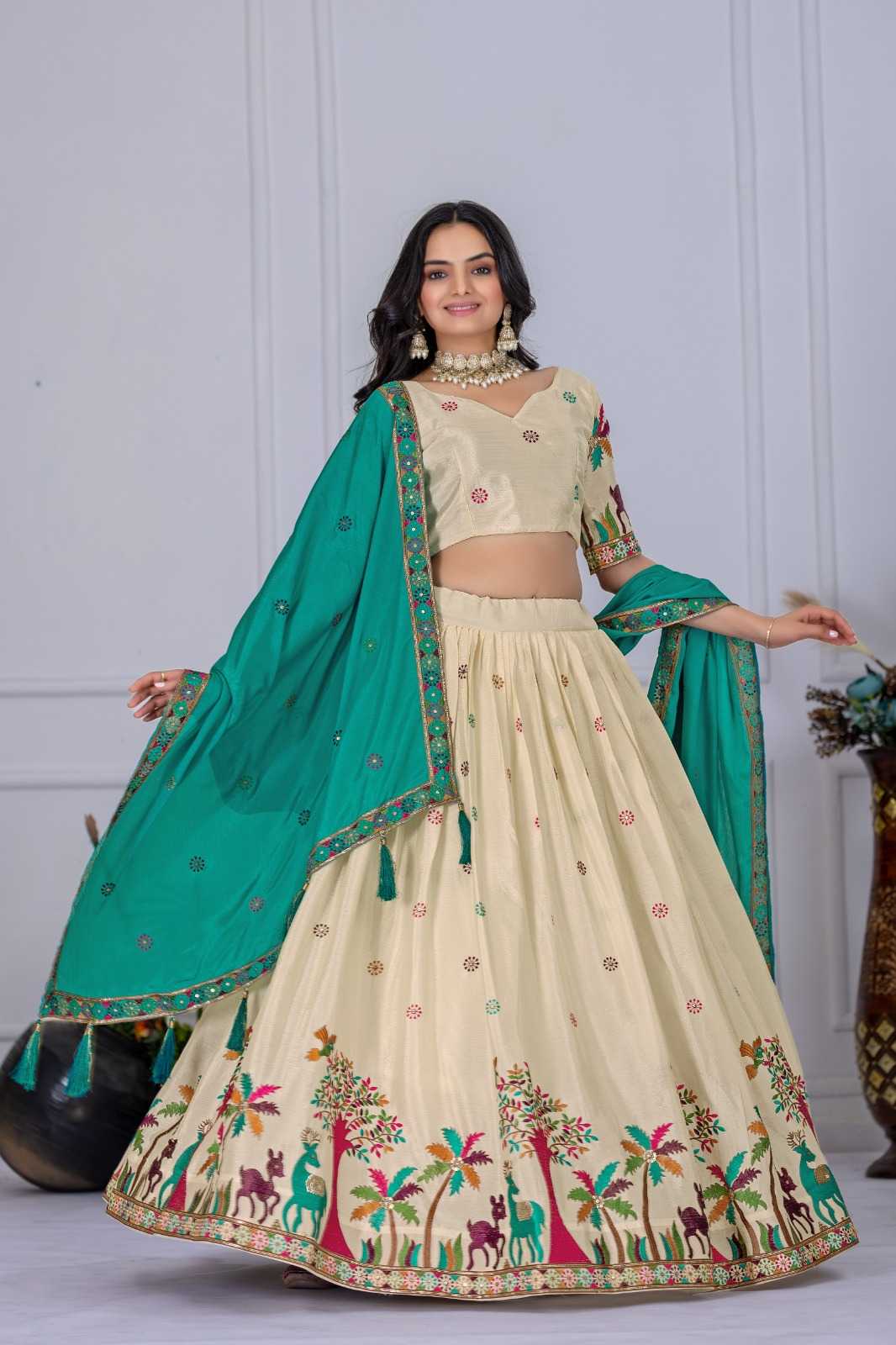 YNF Wholesale Chinon Silk Kalamkari Lehenga  | Surat Manufacturer