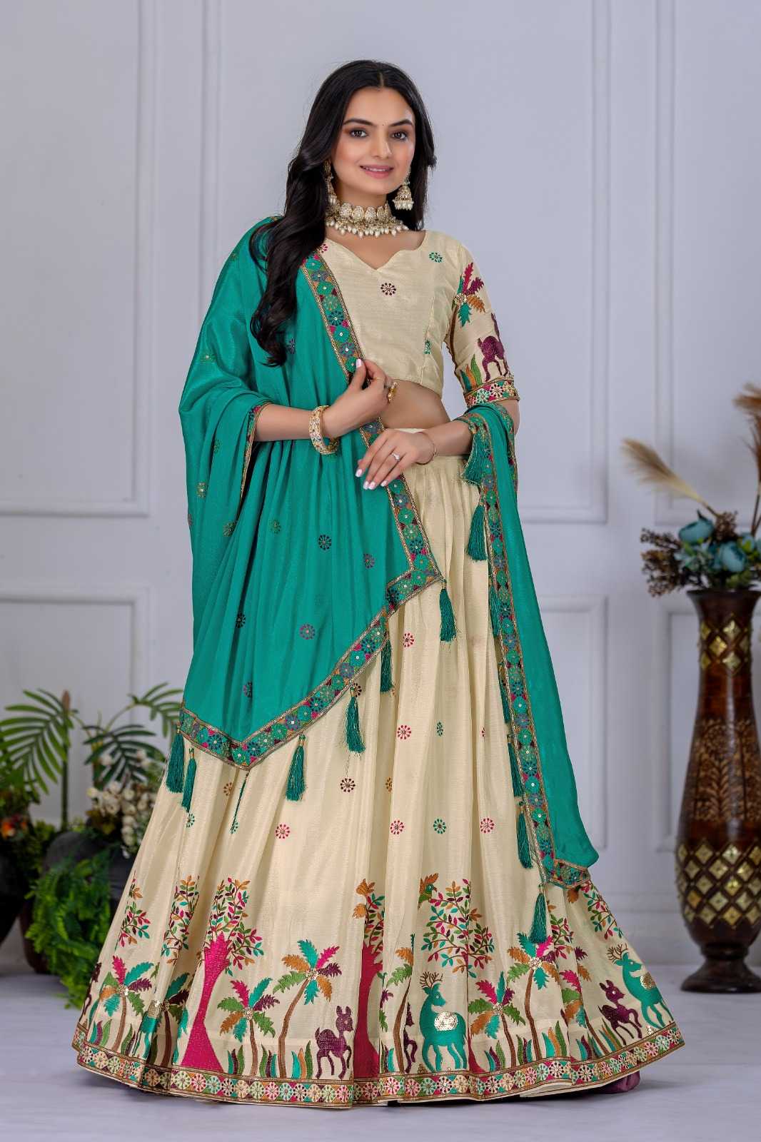 YNF Wholesale Chinon Silk Kalamkari Lehenga  | Surat Manufacturer