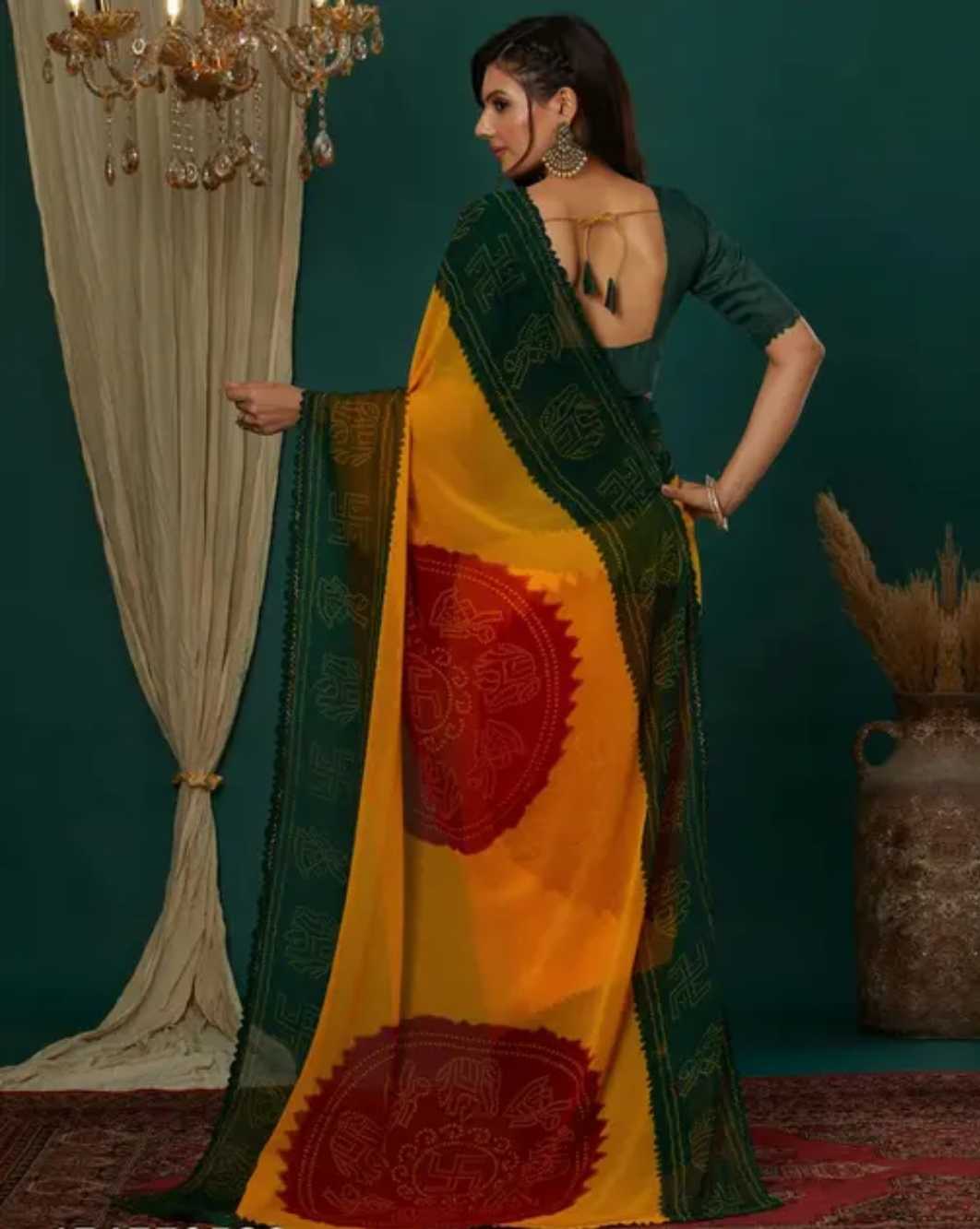 YNF Wholesale Georgette Rajasthani Sarees  | Surat Manufacturer