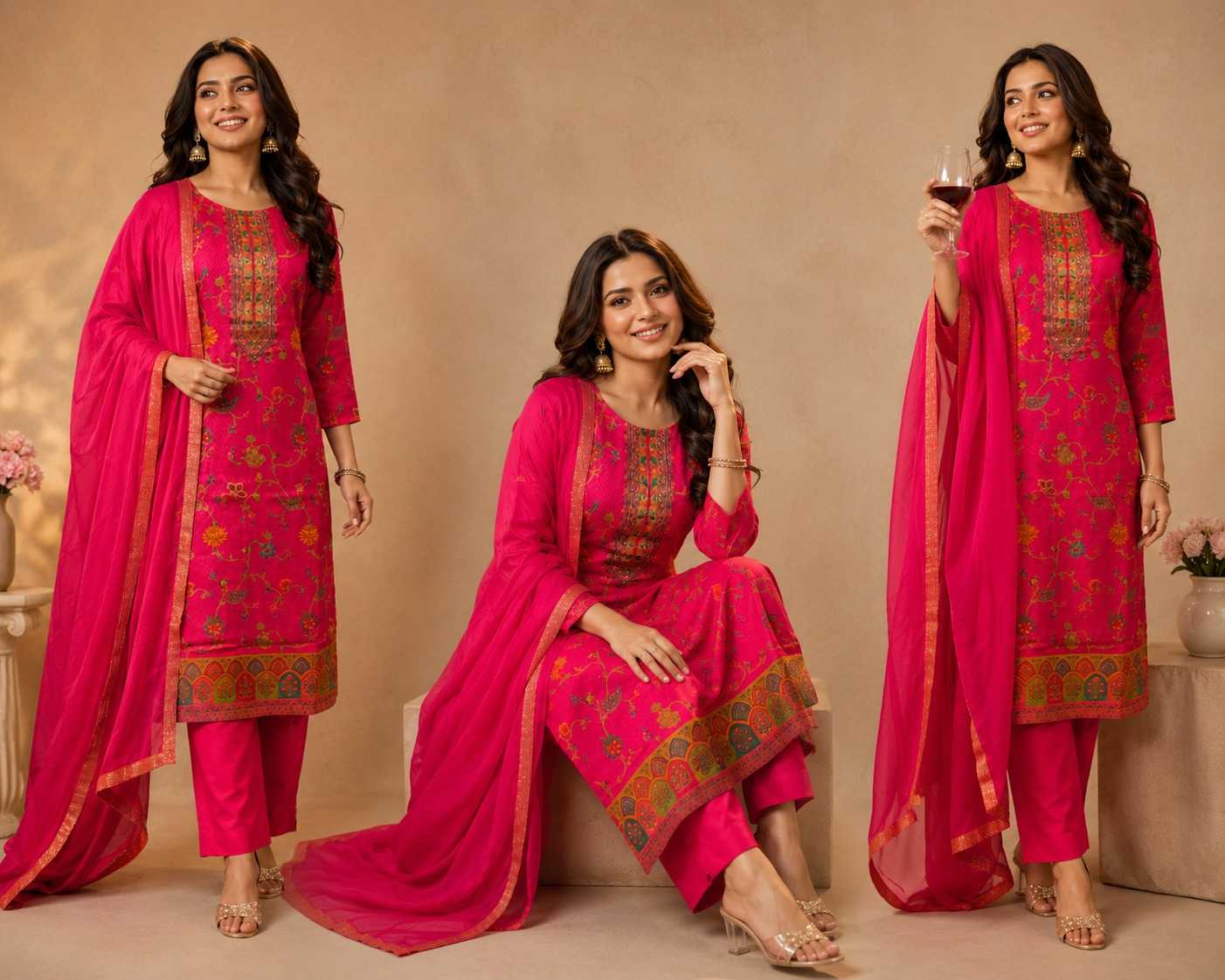 YNF Wholesale Russian Silk Ladies Silk Suit  | Surat Manufacturer