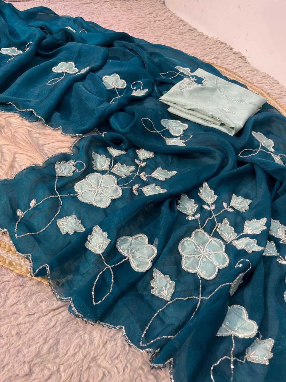 YNF Wholesale Dull Moss Hand Work Sarees  | Surat Manufacturer