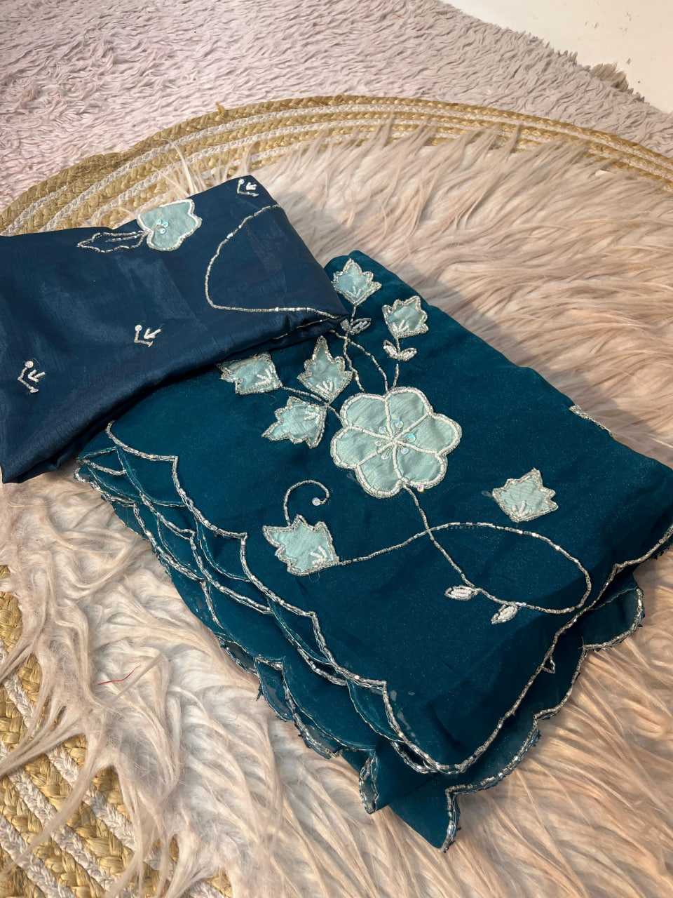 YNF Wholesale Dull Moss Hand Work Sarees  | Surat Manufacturer