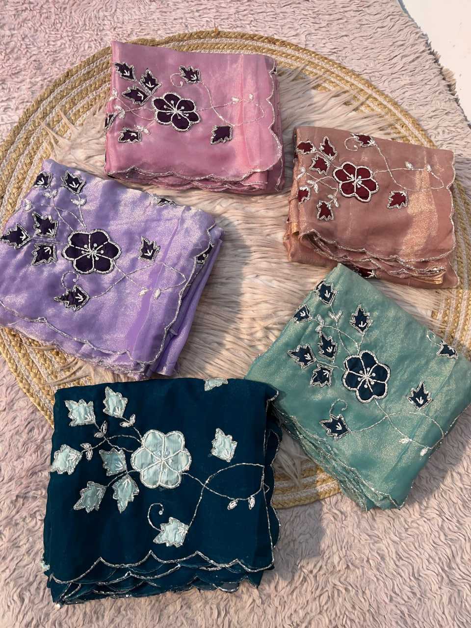 YNF Wholesale Dull Moss Hand Work Sarees  | Surat Manufacturer