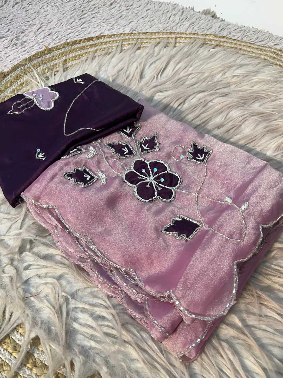 YNF Wholesale Dull Moss Hand Work Sarees  | Surat Manufacturer
