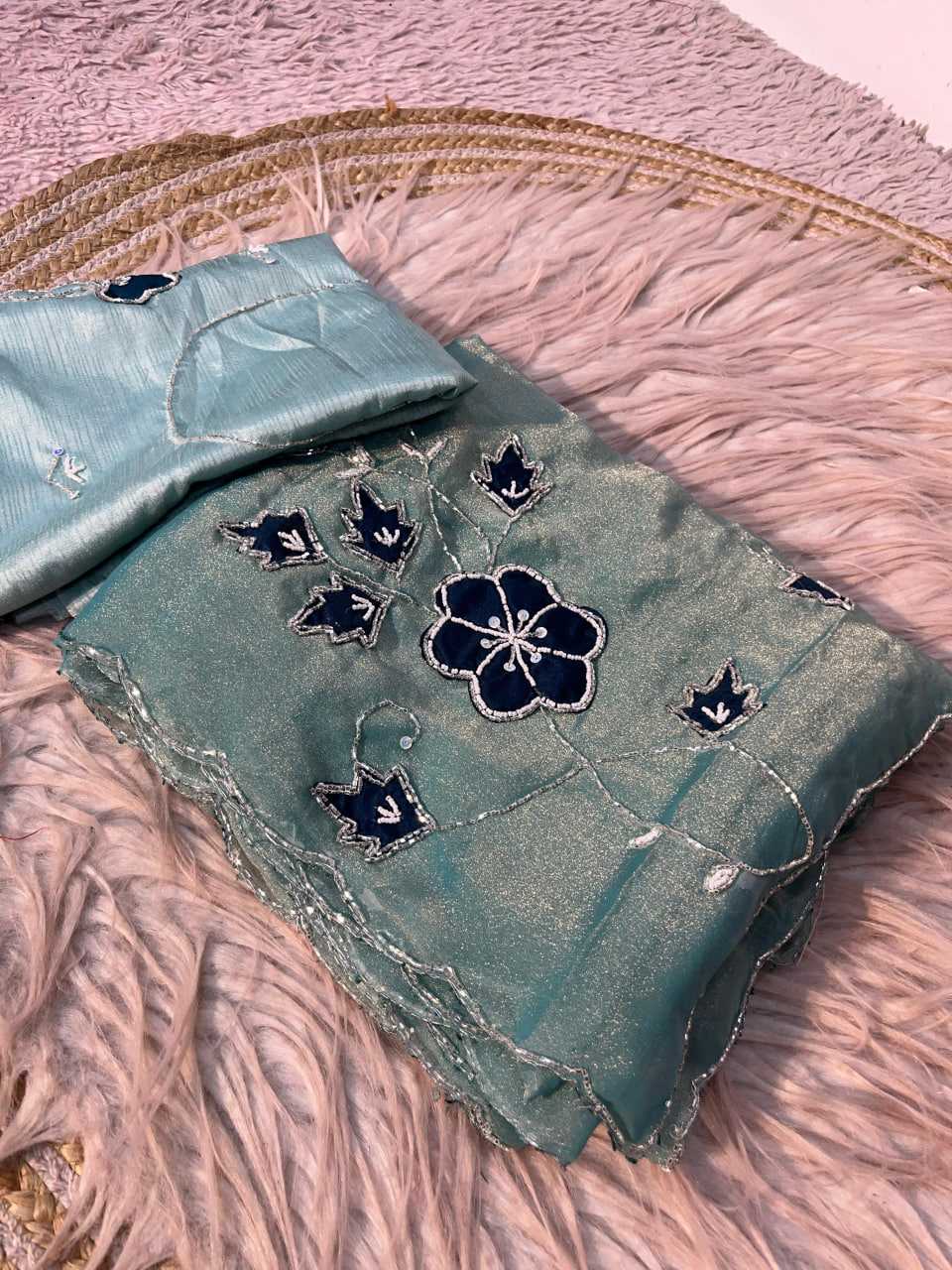 YNF Wholesale Dull Moss Hand Work Sarees  | Surat Manufacturer